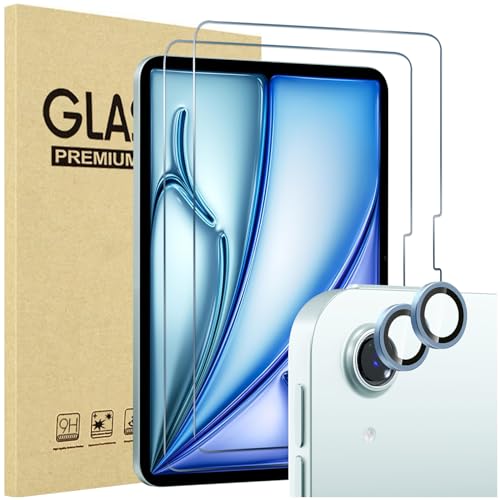 ProCase 2 Pack Screen Protector for iPad Air 13 Inch M4/M3/M2 (2026/2025/2024), with 2 Pack Camera Lens Protector, HD Tempered Glass Film Guard Saver -Blue by ProCase - Used condition - CA$4.47