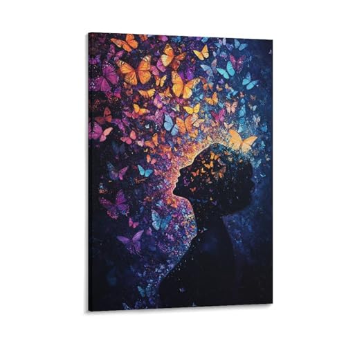 Tableau papillon murale déco salon moderne 30x45cm