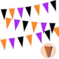 33Ft Halloween Bunting Banner Halloween Party Decorations Black Purple and Orange Pennant Banner 20 Polyester Triangle Flags Banner for Halloween Outdoor Indoor Decoration Birthday Party