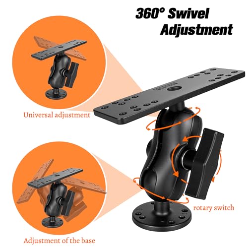 Image of Aluminum Fish Finder Mount with 1.5 inch /C Size Ball, 3.42 inch Aluminum Arm Marine Electronics /Depth Finder Mount. High Salt Water Resistant, compatible with Garmin, Lowrance, Humminbird, and More.