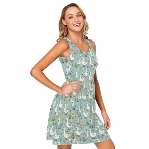 Image of ALAZA Women's Summer Dress Sun Dress Sleeveless with Pockets