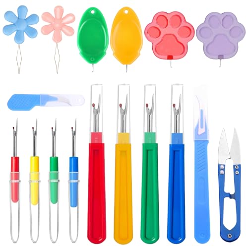 Plushcewt Juego De 17 Separadores De Costuras, Accesorios De Costura, Separador De Costuras Con Tapa Protectora, Ayuda Para Enhebrar, Tijeras Y Quitacosturas, Juego De Costura Para Costura
