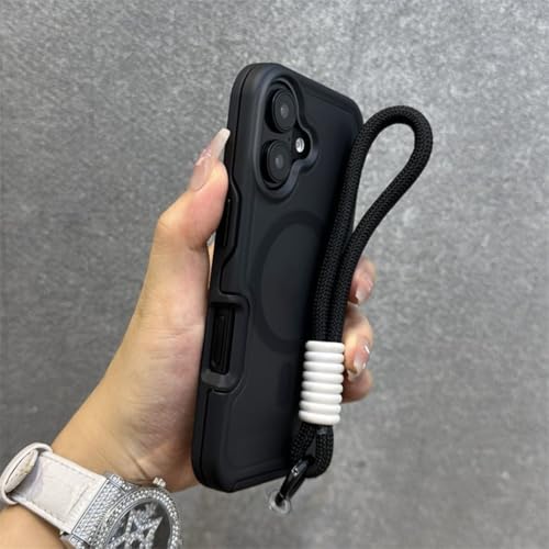 Coque magnétique iPhone 12 rigide bicolore dragonne pour sécuriser mobile