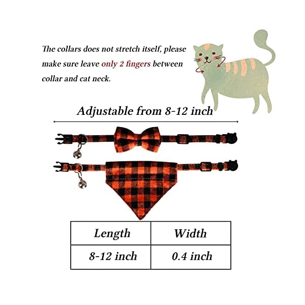 Stmk 2 pack holiday cat bandana collar with bell, breakaway halloween thanksgiving day fall cat kitten bandana collar with bell & diy pumpkin maple leaf for holiday cats kittens costume decorations - image 5