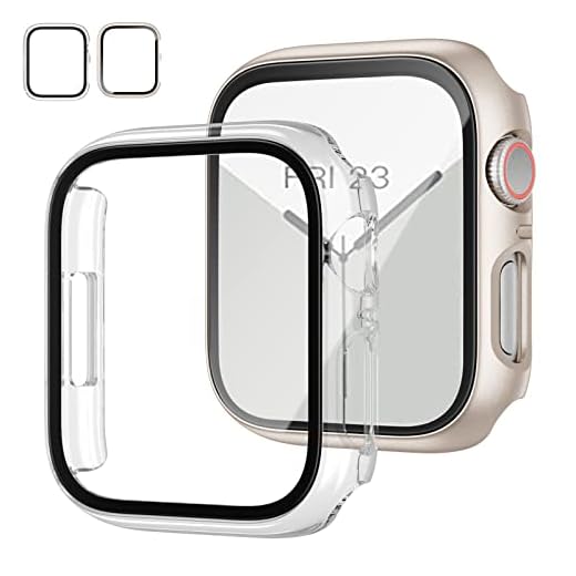 2 Pack Case with Tempered Glass Screen Protector for Apple Watch Series 6/5/4/SE 40mm,JZK Slim Guard Bumper Full Coverage Hard PC Protective Cover HD Ultra-Thin Cover for iWatch 40mm,Starlight+Clear