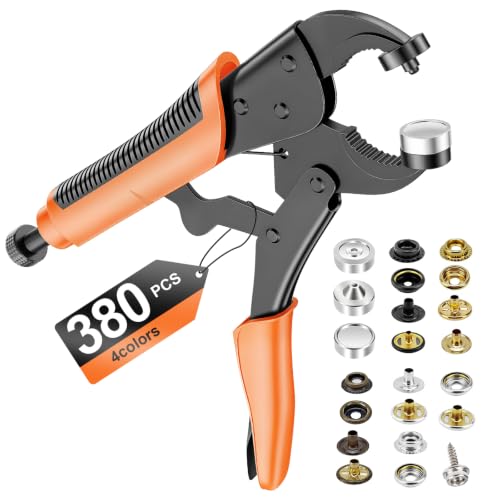 Heavy Duty Snap Fastener Tool Kit with 100 Sets(380PCS) | Canvas Snaps (Silver/Black/Bronze/Gold), Snap Button Kit for Boat Covers, Canvas, Fabric, Tarps, Sail Repair