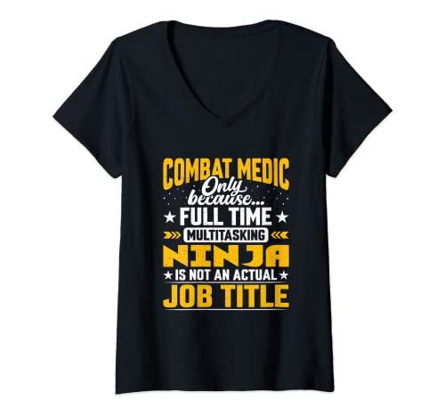Mujer Combat Medic Job Title - Funny Combat Doc Physician Camiseta Cuello V