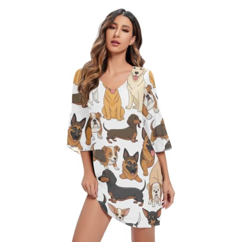 Robe en mousseline de soie blanche motif chien pour vos soirées