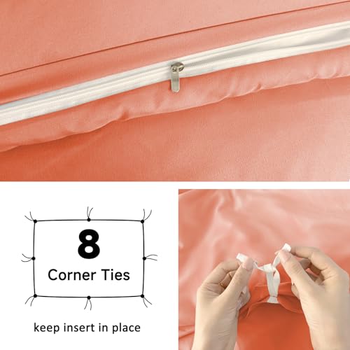 Image of Mejoroom Coral Duvet Cover Full - Bedding Sets Full - Soft and Breathable Comforter Cover with Zipper Closure, 3Pieces, 1 Duvet Cover (80x90) and 2 Pillow Cases(20x26)