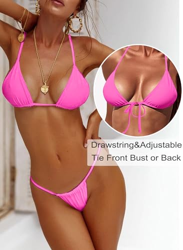 Image of XUNYU Thong Bikini Sets for Women - Brazilian Micro String Bikinis Sexy Two Piece Swimsuit Triangle Top Halter Bathing Suits