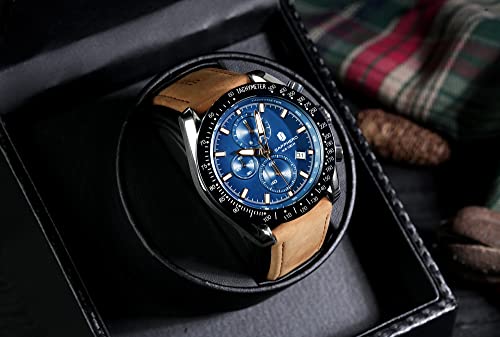 Image of BENYAR Men's Watches Chronograph Watch for Men Multifunction Black Waterproof Sport Fashion Quartz Wristwatches Calendar with Stainless Steel Strap
