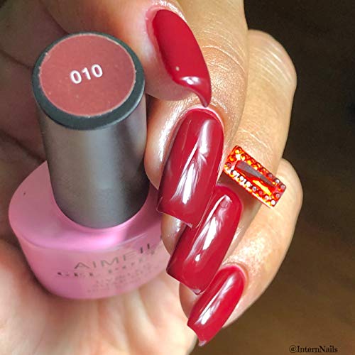 AIMEILI Roter Nagellack UV LED Gellack ablösbarer Dunkelroter Nagellack 10ml - Red Vixen (010) – Bild 6