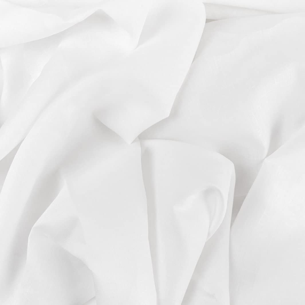 GIURI TESSUTI - Tessuto 100% Puro Lino Bianco, Ideale per Tende, Tovaglie, Abbigliamento, Arredo Casa - Altezza 280 CM (3 METRI)