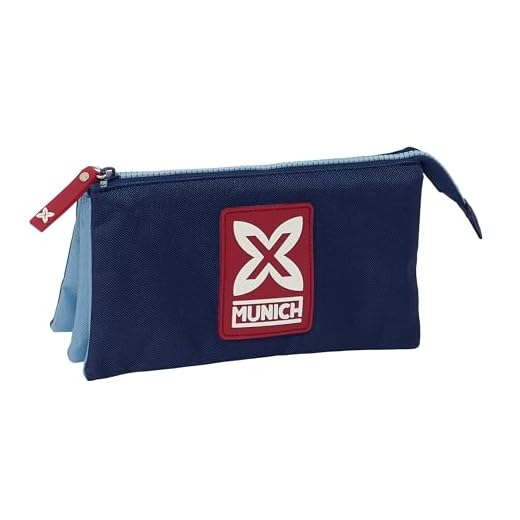 Safta Munich Royal - Portatodo Triple, Estuche Infantil, Estuche Niño, Ideal para Niños en Edad Escolar, Cómodo y Versátil, Calidad y Resistencia, 22x3x12 cm, Color Azul