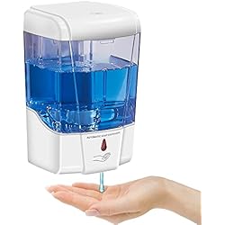 Dosificador Con Sensor Dispensador de jabón GERUIKE, Blanco automático, sin Contacto, a Pilas, dispensador de jabón eléctrico con Sensor de Capacidad de 700 ml, Sensor de Movimiento de 0-10 cm