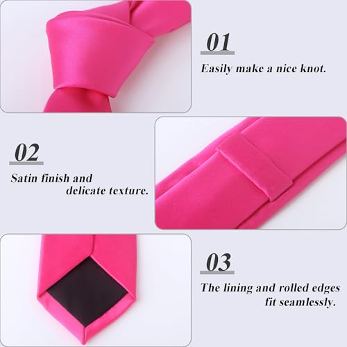 Image of Landisun Black Tie Men Women Solid Skinny Ties Slim Ties Satin Tie