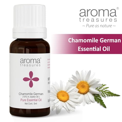 Image of Aroma Treasures Chamomile German Essential Oil - Pure and Natural Aromatherapy Oil for Relaxation and Skin Care - 10ml Bottle