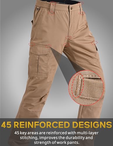 Image of CNBQDD Mens Work Pants Ripstop Waterproof Cargo Pants for Men with 7 Pockets Tactical Hiking Pants