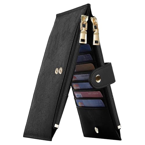 Travelambo RFID Wallet Women Large Size Bifold Multi Card Wallet Case with Zipper Pocke Credit Card Holder for Women