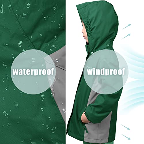 Image of YINGJIELIDE Boys Girls Waterproof Rain Jackets Kids Easy to Fold Windbreaker Lightweight Outdoor Hooded Raincoat