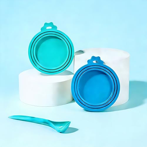 RQzaufania Lot de 3 couvercles universels en silicone pour boîtes de nourriture, adaptés pour le stockage de nourriture pour chat et chien, couvercles...