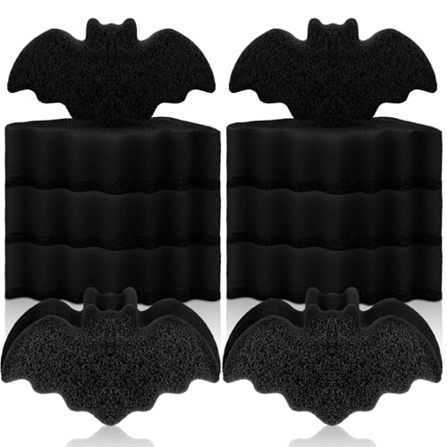 Image of Tioncy 12 Pack Bat Sponges Kitchen Bulk Dual Sided Scrubber Gothic Sponges Dishwashing Non Scratch Bat Kitchen Accessories Dish Scouring, Black