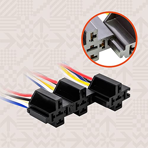 6 Pack Bosch Style 5-Pin 12V Relay Kit [Interlocking Harness Socket Holder] [14 Awg Hot Wires] [Spdt] [30/40 Amp] 12 Volt Automotive Relays For Auto Fan Cars #TOP2