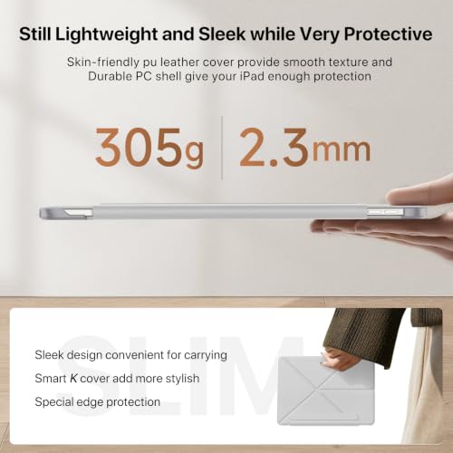 Image of for iPad Pro 11 Inch Case 2022 /2021 /2020, Magnetic Slim Foldable Multi-Angle Folio Case with PU Leather, Auto Wake /Sleep & Hidden Pencil Holder (Grey, iPad Pro 11 in 2020 /2021 /2022)