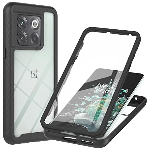 OnePlus 10T 5G Case Built-in Screen Protector,Shockproof Transparent Clear Cover 360 Degree Full Body Protective Rugged Bumper Slim Phone Case for OnePlus 10T 5G Black Cover
