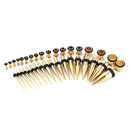 Ear Stretching Kit, 3 kleuren 36 delen/set roestvrijstalen oorexpanders rekbare kegels en tunnels (staal)