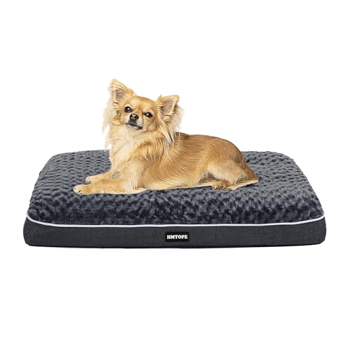 HMTOPE Orthopädisches Hundebett, Hundematte im Doppelstock-Design, Waschbar Hundekissen, Abnehmbar Hundekorb, 76 cm für Kleine Hunde, Dunkelgrau