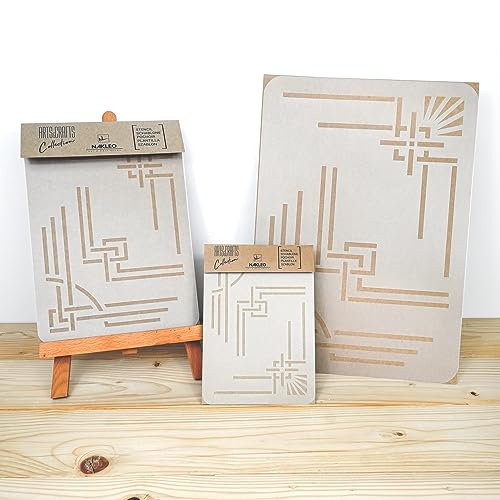 NAKLEO Painting Stencil for Crafts A5 15x21cm, Art Deco Frames Borders Pattern - Image 4