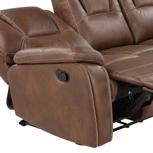 Image of Torque - Alfex 3 Seater Leatherette Manual Recliner | Recliner Sofa /Chair for Living Room, Bedroom, Office | 1 Year Warranty - Brown