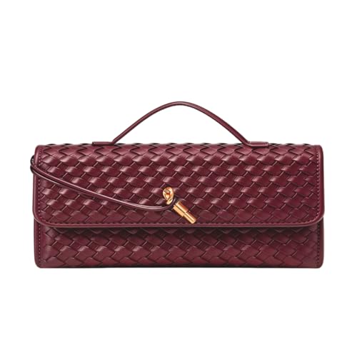 Image of JYG Woven Handbag for Women Fashion Evening Shoulder Bag PU Leather Handmade Clutch Purse Casual Crossbody Bags