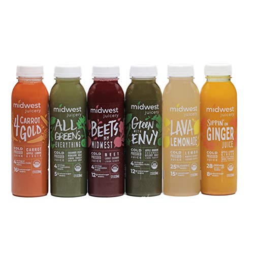 Midwest Juicery 3-Day Organic Juice Cleanse, Cold Pressed, Low Natural Sugar, 4 Servings of Vegetables and Fruit per Bottle, RAW, Nutrient Dense, 6 Flavors, Fresh Taste, Never Frozen (18 Bottles)