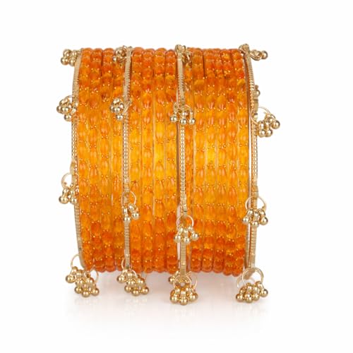 Image of Shining Diva Fashion 16 Pcs Trendy Stylish Glass & Kashmiri Ghungroo Bangles Set for Women & Girls | Traditional Festive Wedding Party Jewellery