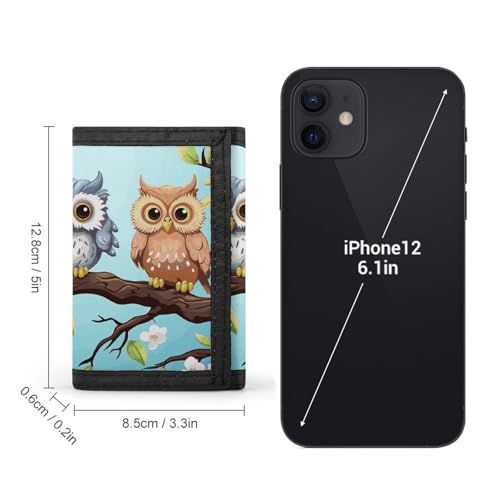 Owls on A Branch Trifold Wallet, Card Cases And Money Oganizer Thin Stylish Mini Coin Bag with Zipper Coin Pocket Credit for Men And Women2