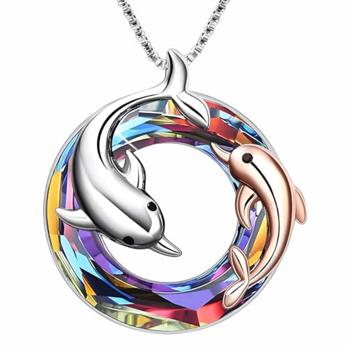 Collier dauphin en argent et cristal arc-en-ciel - Cadeau idéal pour femme et fille
