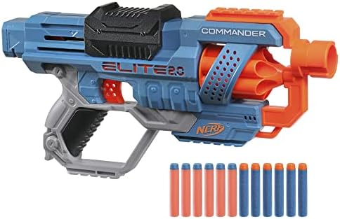 NERF Elite 2.0 Commander RD-6 Dart Blaster, 12 Elite Darts, 6-Dart Rotating Drum, Blasters, Kids Outdoor Toys for 8 Year Old Boys & Girls and Up