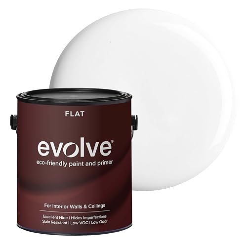 EVOLVE Interior Paint & Primer, Flat (Cloud White), 1 Gallon – Available in 50+ Colors, One-Coat Coverage, Excellent Hide, Low VOC, Low Odor, Washable Interior Paint