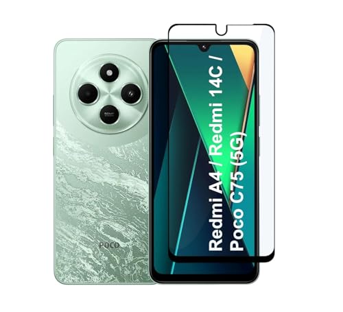 Image of DD SON Tempered Glass for Redmi A4 / Redmi 14C / Poco C75 (5G) | Screen Protector Full HD Quality Tempered Glass Anti-Scratch Edge to Edge Coverage with Easy Installation Kit (Black)