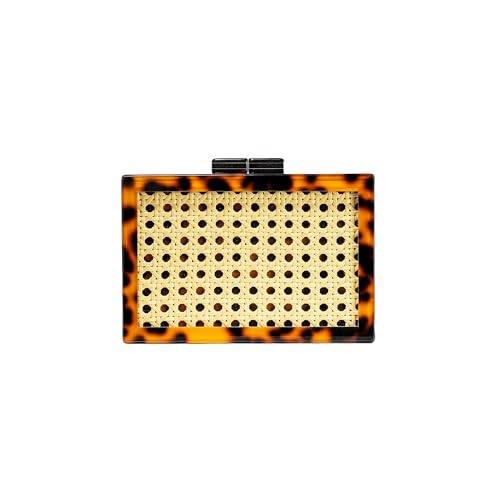 Image of RomanticDesign Women Acrylic Handbag Rattan Woven Pattern Square Box Crossbody Handbag Shoulder Bag Chain Purse