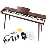 Carina 電子ピアノ 88鍵盤 キーボード 木製 一体型スタンド MIDI対応 サステインペダル付 (マホガニー)