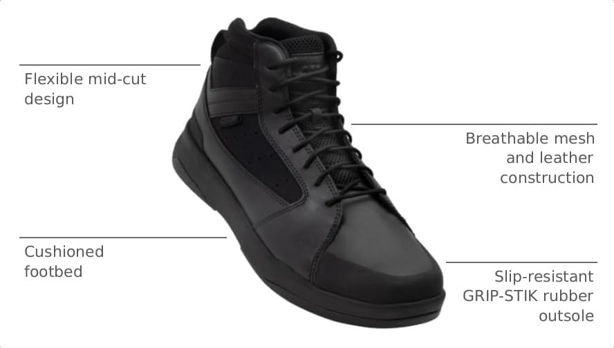 Image of OTB T-Kool Mid Tactical Boots for Men and Women - Lightweight, Breathable, All-Terrain Combat Boots with Slip-Resistant Sole, Men's Low-Viz Boot, Black Leather