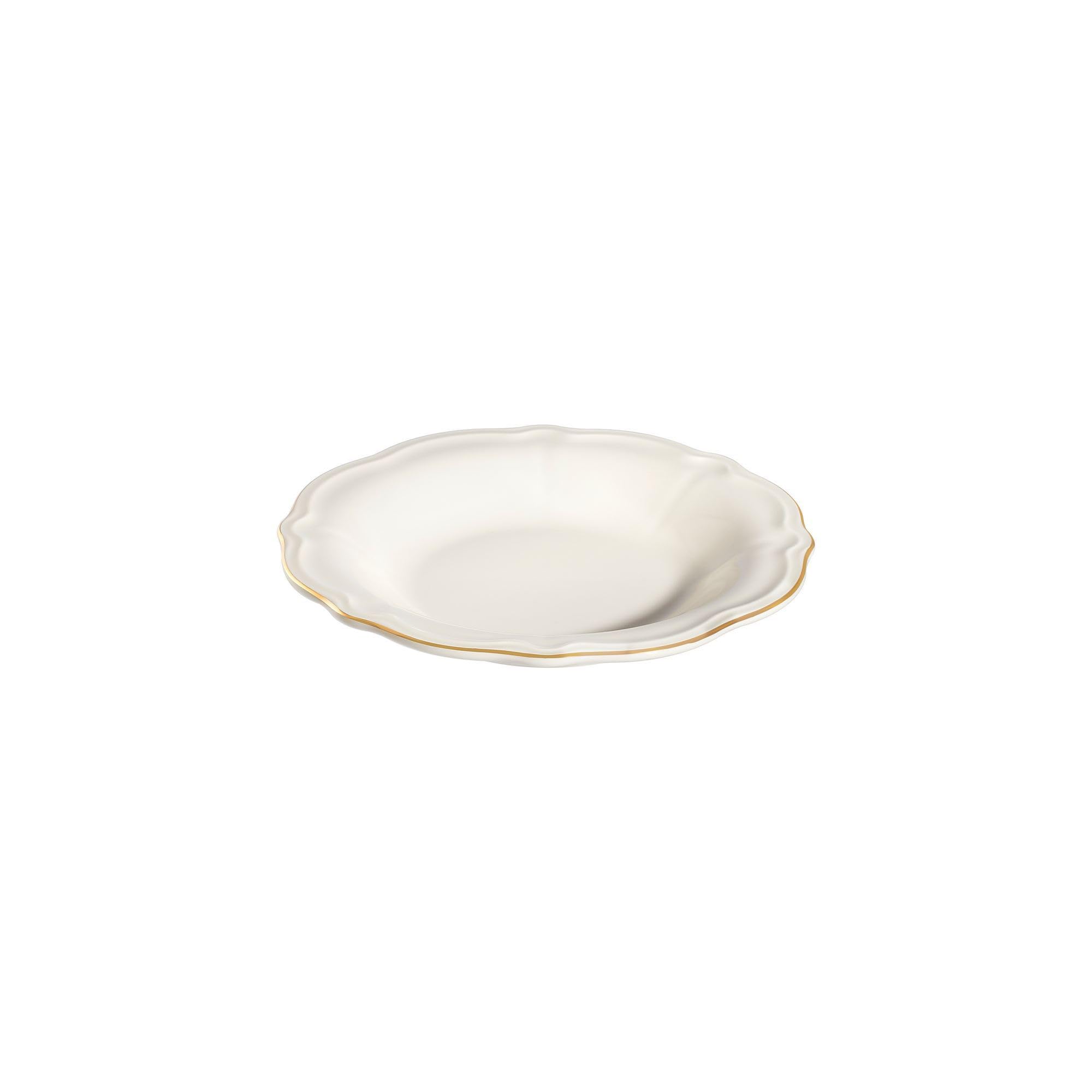 Elegancki 24-częściowy serwis obiadowy, 100% porcelana, biały i złoty | w zestawie talerze do serwowania, miski i talerze deserowe | można myć w zmywarce i używać w kuchence mikrofalowej