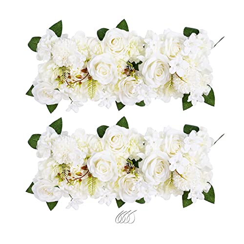 BLOSMON Kunstblumen Hochzeitsdeko Rosen Künstliche Blumen 2 Pcs Weiß Rose...