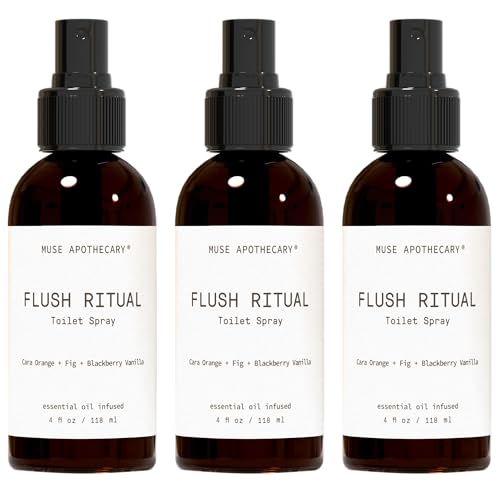 Muse Apothecary Flush Ritual - Aromatic &amp; Refreshing Toilet Spray, Use Before You Go, 4 oz, Infused with Natural Essential Oils - Cara Orange + Fig + Blackberry Vanilla, 3 Pack