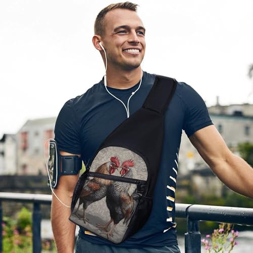 Bolso tipo Sling pequeño para día con diseño de gallo miniatura 2