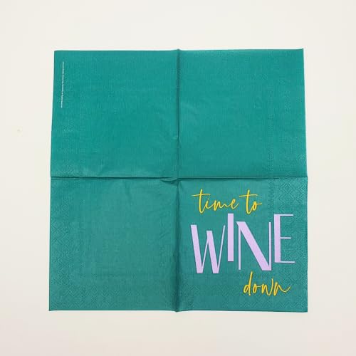Image of Punch Studio 30-Count Disposable Paper Decorative Cake /Cocktail Party Napkins, 5 inch Square, Wine Down