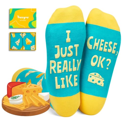 HAPPYPOP Cheese Socks for Men Women - Funny Cheese Lover Gifts, Christmas Stocking Stuffers